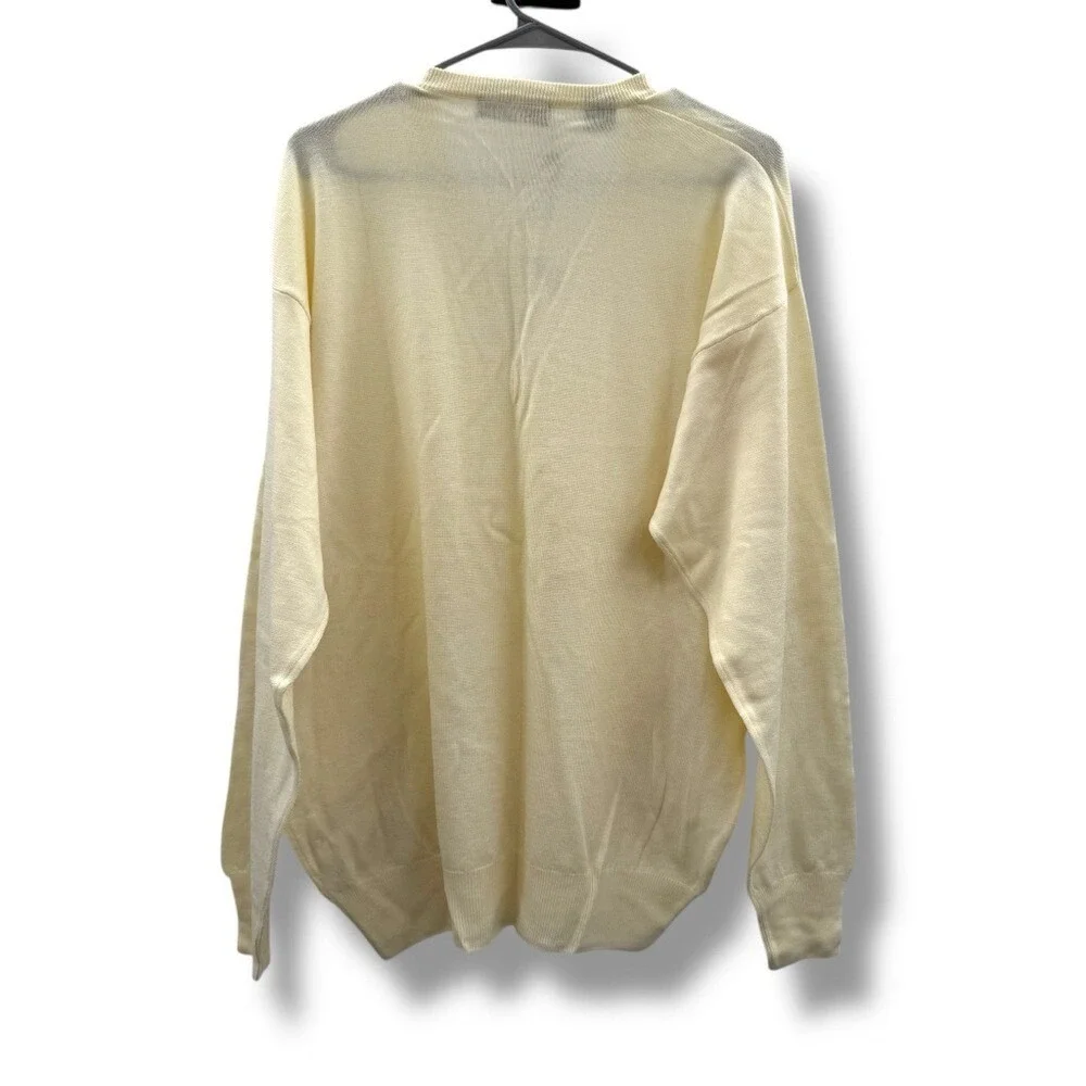 Bobby Jones Sweater Men's Medium V Neck Long Sleeve 100‎ Wool Cream NEW FLAWED